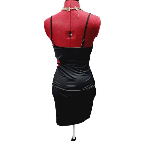 Itty Bitty Black Mini Open Side Spaghetti Strap Party Club Dress Med - Picture 3 of 7